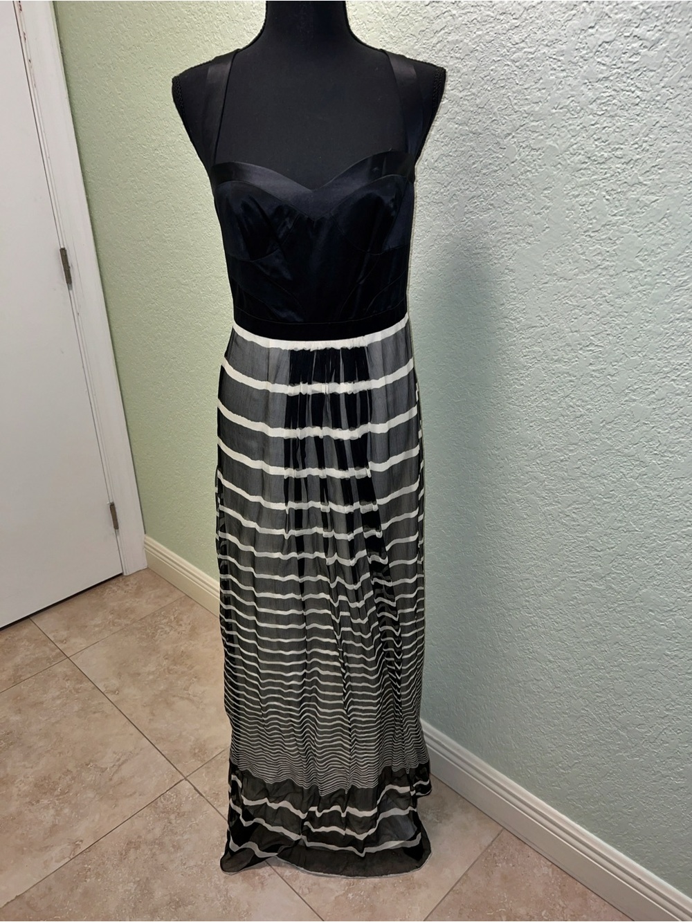 Laundry by Design Black and White Striped Maxi Dress
